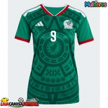 Camisa de Futebol México Raul Jimenez #9 Equipamento Principal Mulheres Mundo 2026 Manga Curta